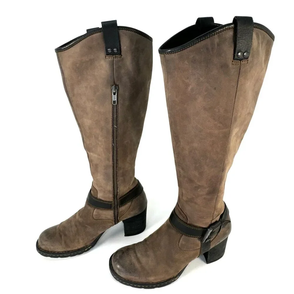 Born Beige Suede Leather Riding Boots Womans Size 7 M Knee High W21989 CQE10